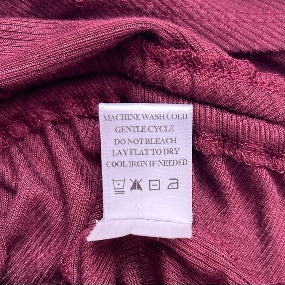 Lovers and Friends Venetian Dress Ribbed Burgundy Bodycon Long Sleeve Ruched M - Picture 13 of 13